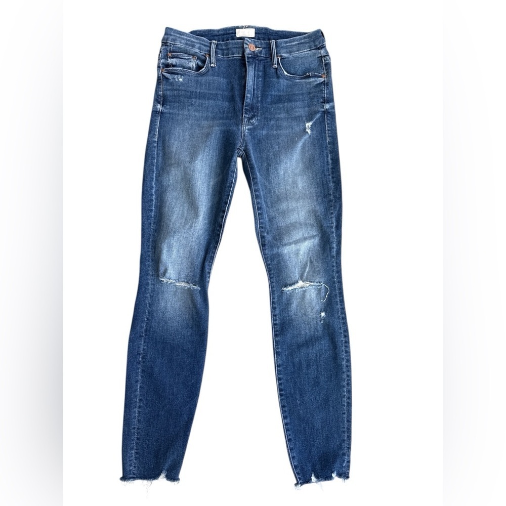 MOTHER High Waisted Looker Ankle Fray Jeans